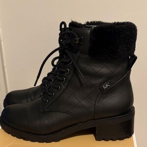 Michael Kors Black Lace-Up Quilted Boots